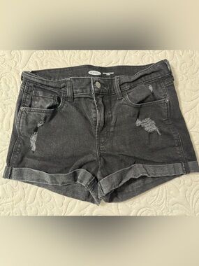 Old Navy Black Distressed Denim Jean Shorts